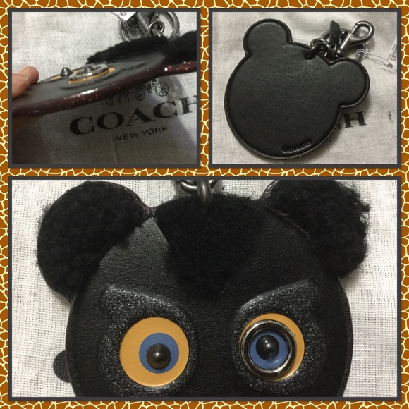 Authentic Coach black leather bear keychain - Picture 2 of 2